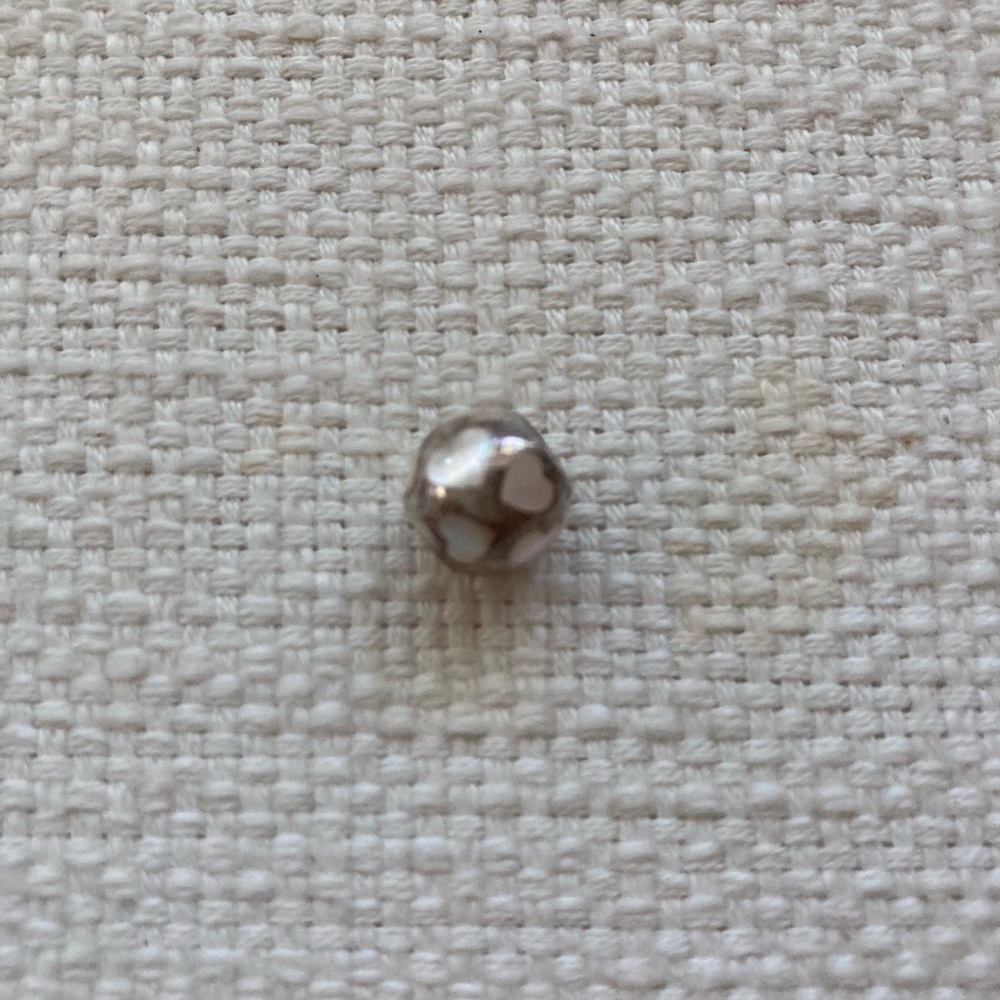 Pandora charm silver with pink glass hearts